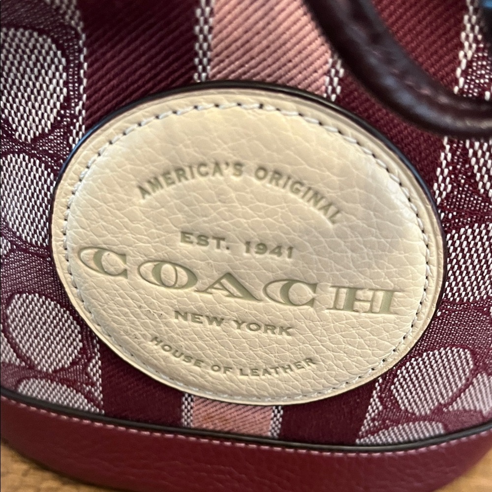 Coach Burgundy and Cream Mini Bag - Picture 15 of 16